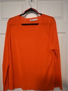 Zara Vibrant Orange Crewneck Top